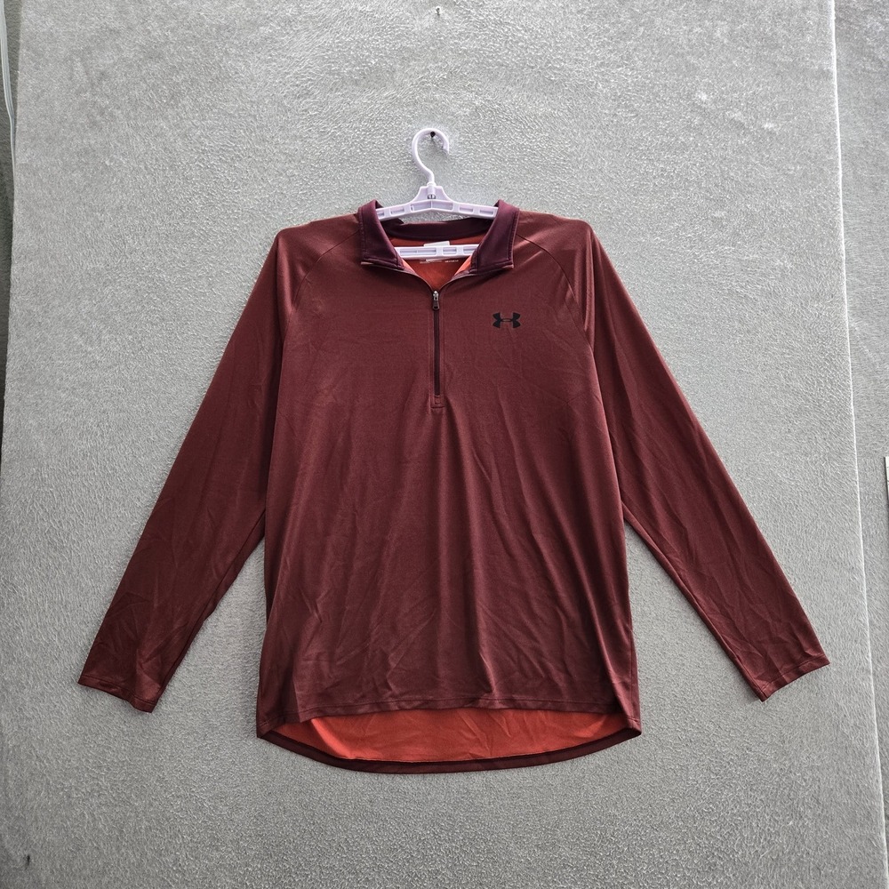Under Armour Men Shirt XL Maroon Activewear Top Quarter Zip Heatgear